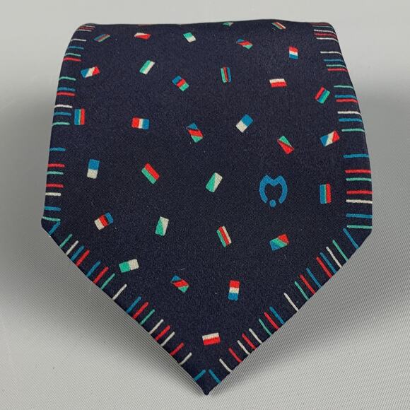 MILA SCHON Black Multi-Color Flags Silk Tie - Picture 1 of 5